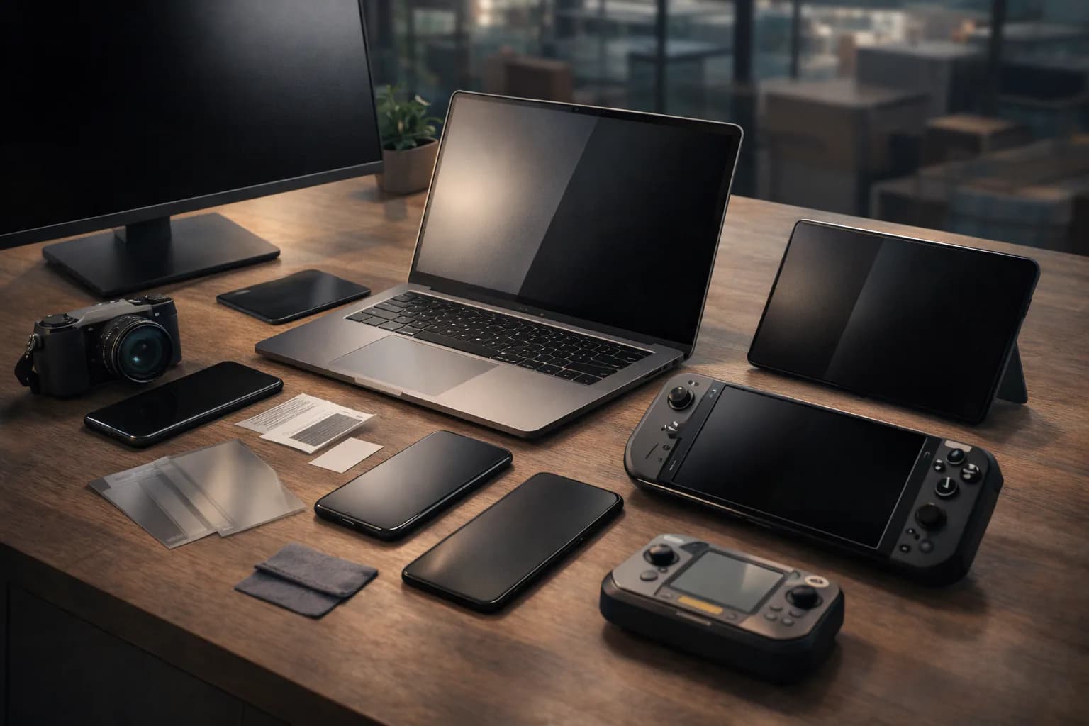 Enterprise desk with laptop and planning documents