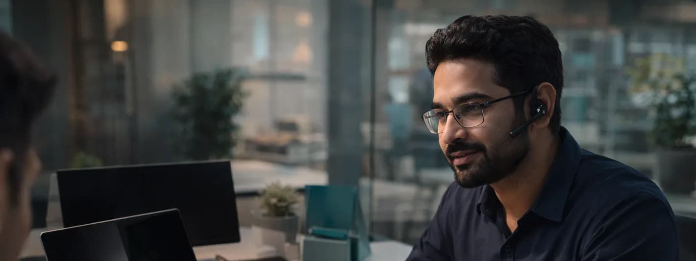 Support team helping a business customer