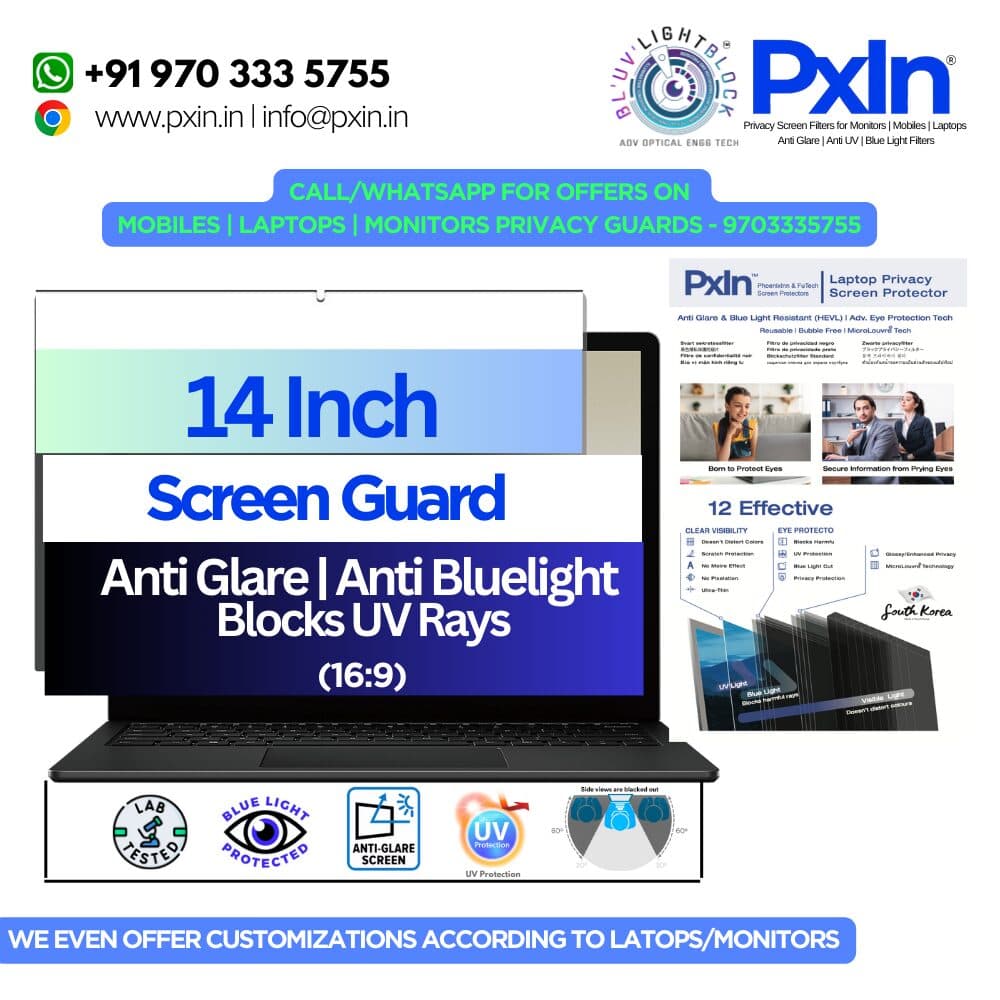 14 Inch (16:9) | Anti Glare | Anti Bluelight Screen Guard