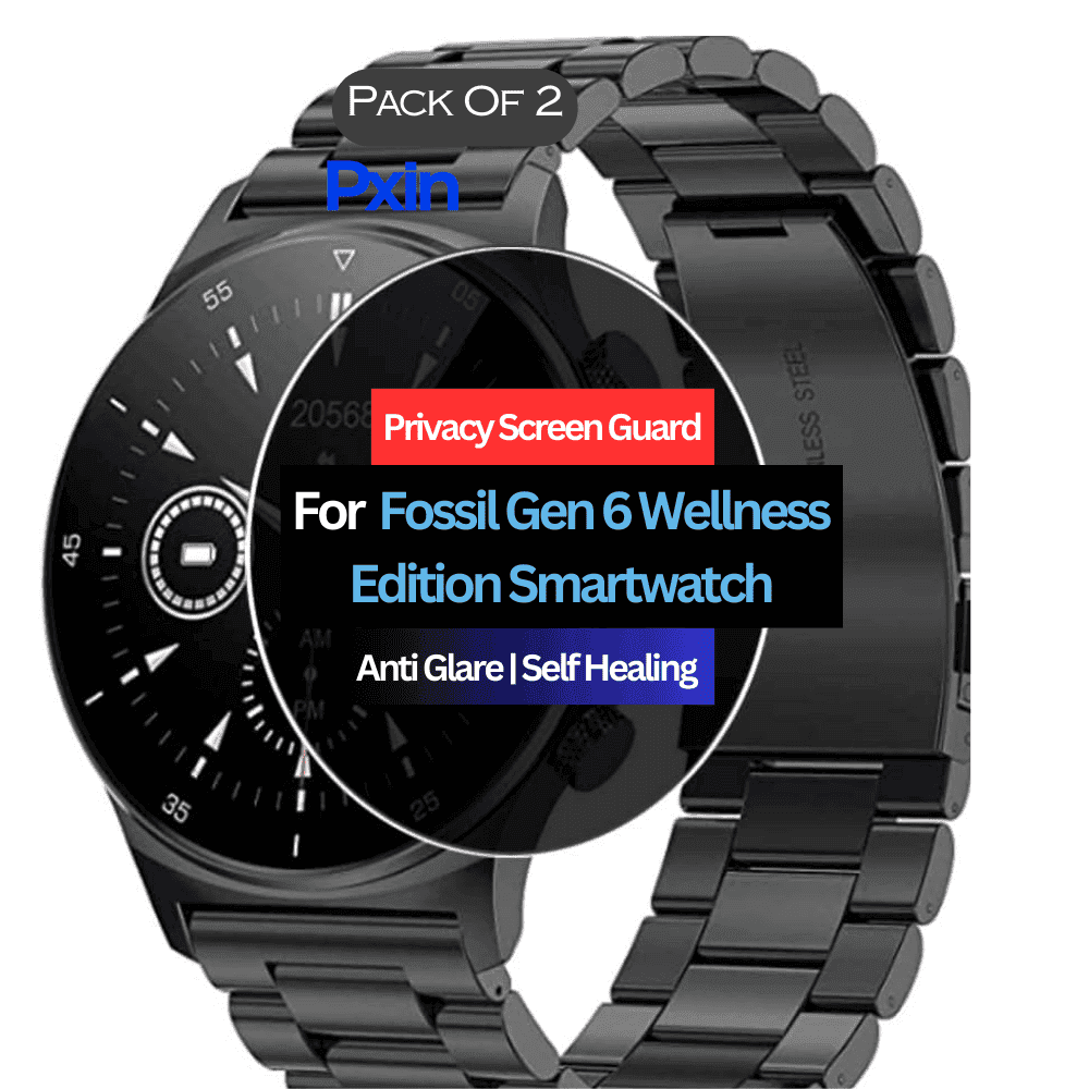 Fossil Gen 6 Wellness Edition Smartwatch Privacy Screen Guard for | Privacy Filter | Anti-Glare, Fingerprint Resistant (Pack of 2)