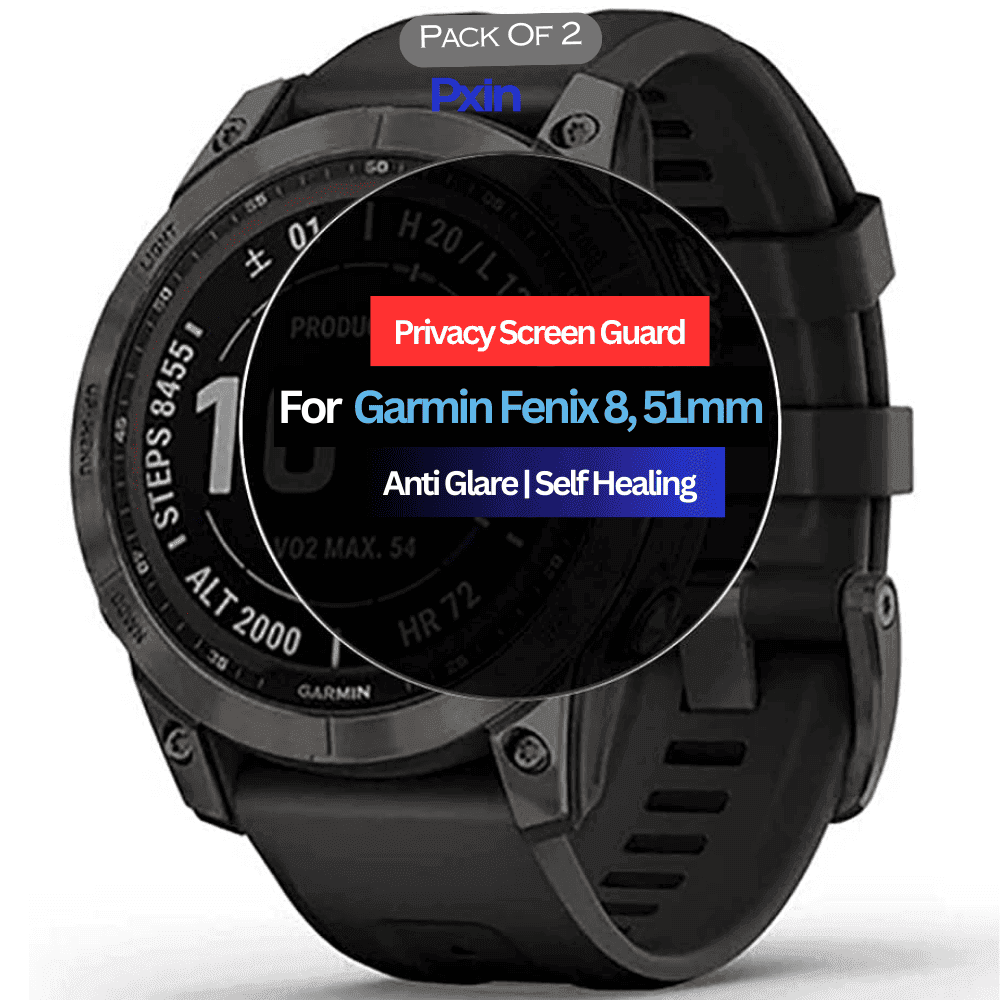 Garmin Fenix 8, 51mm Smartwatch Privacy Screen Guard for | Privacy Filter | Anti-Glare, Fingerprint Resistant (Pack of 2)