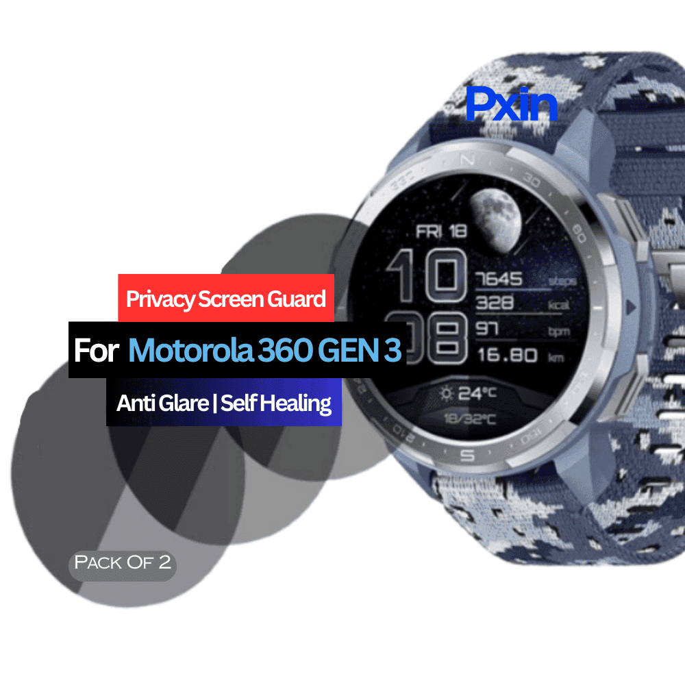 Motorola 360 GEN 3 Smartwatch Privacy Screen Guard for | Privacy Filter | Anti-Glare, Fingerprint Resistant (Pack of 2)