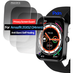 Amazfit 2GtS2 (34mm) Smartwatch Privacy Screen Guard for | Privacy Filter | Anti-Glare, Fingerprint Resistant (Pack of 2)