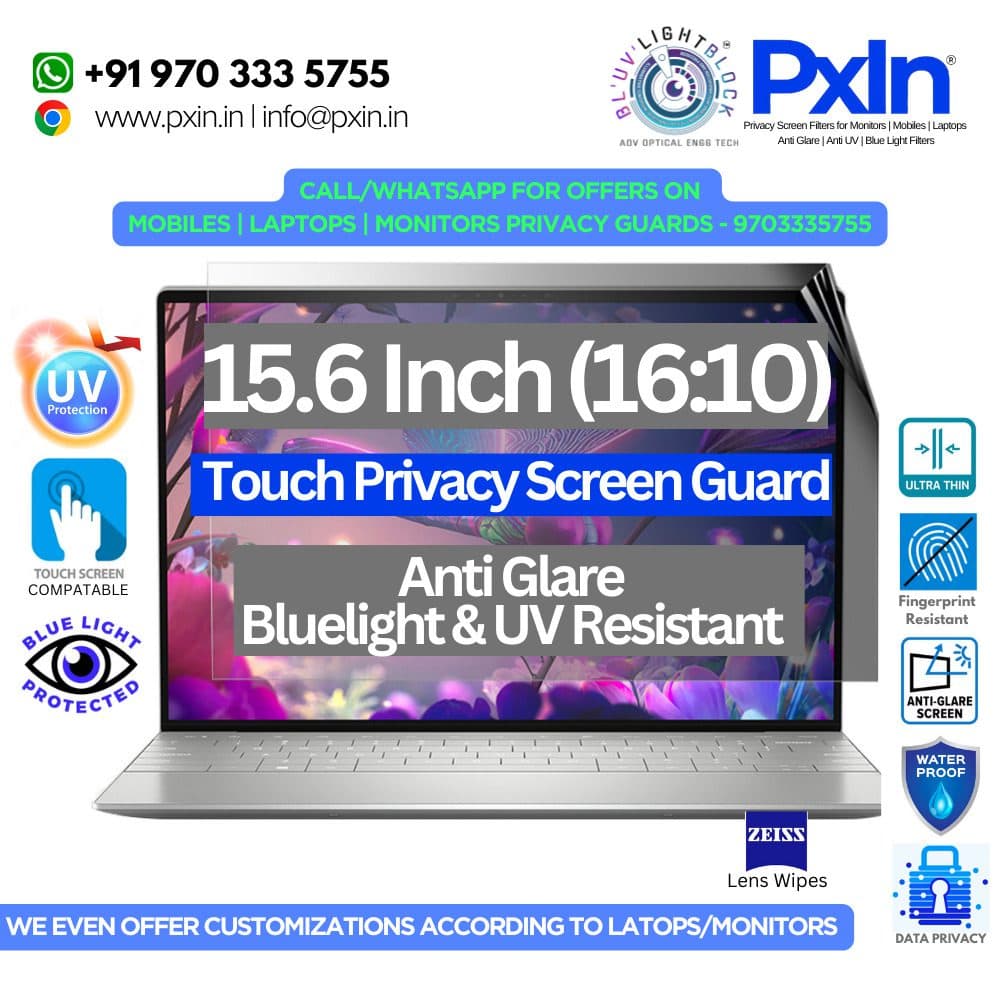 16 inch (16:9) Touch Laptop - Pro Privacy Screen Guard | Touch Sensitive | Anti Glare | Anti Blue Light | UV(A/B/C) Block | PXIN - Image 1