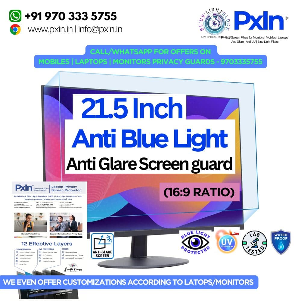 21.5 inch (16:9) Monitor Anti Blue Light & Anti Glare Screen Guard - Image 1
