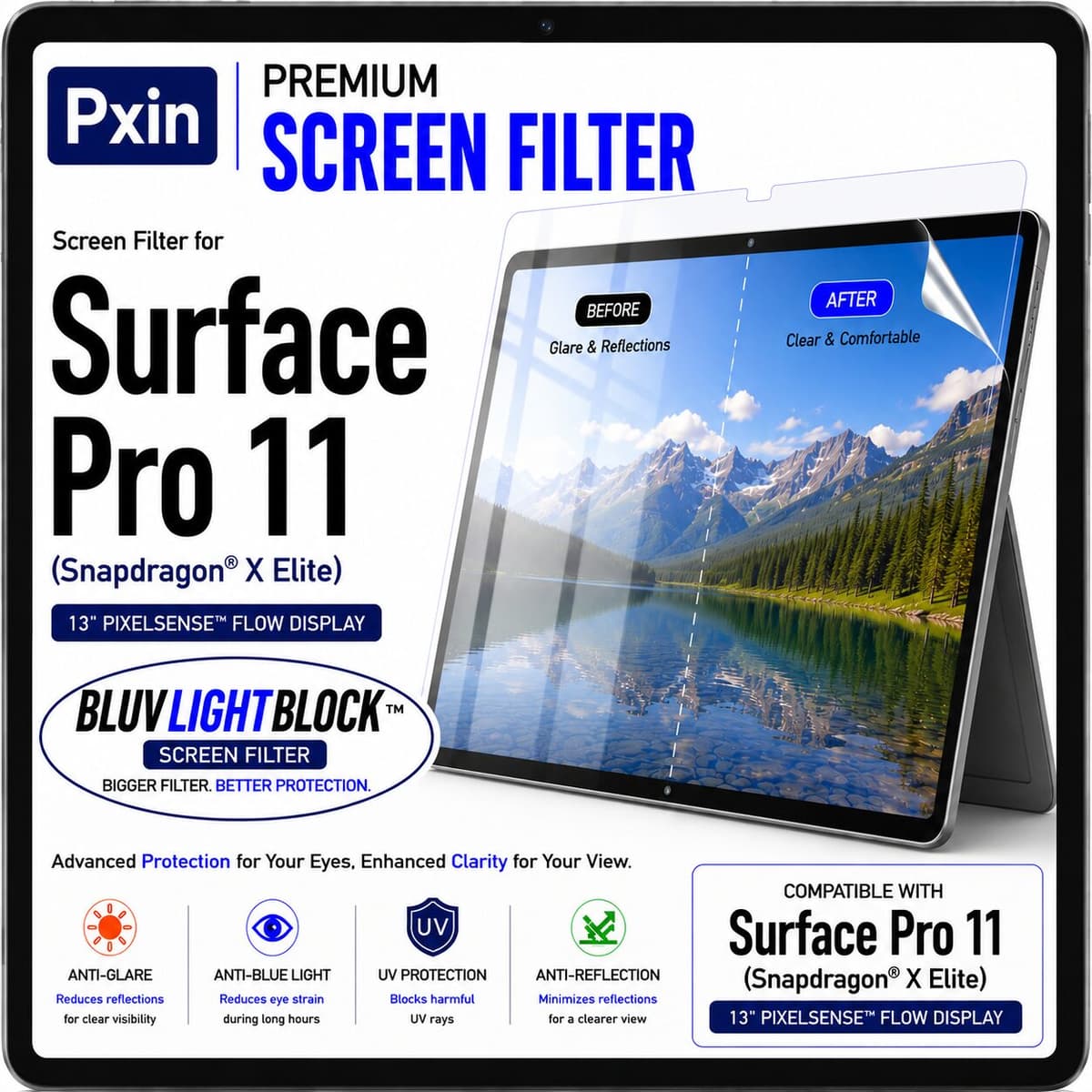 Anti Blue Light & Anti Glare Screen Guard for Surface Pro 11 (Snapdragon X Elite) - Image 1
