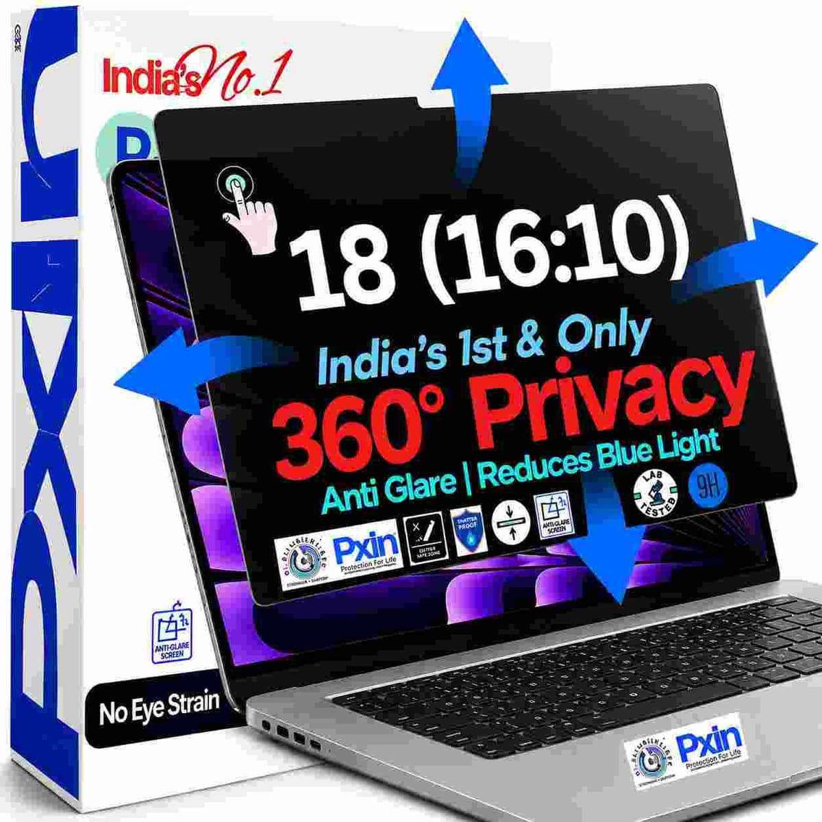 18 inch (16:10) Touch Laptop 360° Privacy (Anti Blue Light & Anti Glare) Screen Guard - Image 1