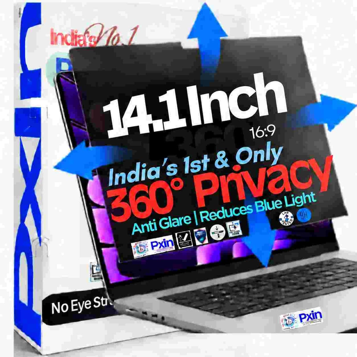 14.1 Inch (16:9) Laptop 360° Privacy (Anti Blue Light & Anti Glare) Screen Guard - Image 1