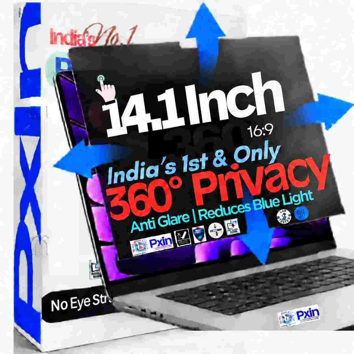 14.1 Inch (16:9) Touch Laptop 360° Privacy (Anti Blue Light & Anti Glare) Screen Guard - Image 1