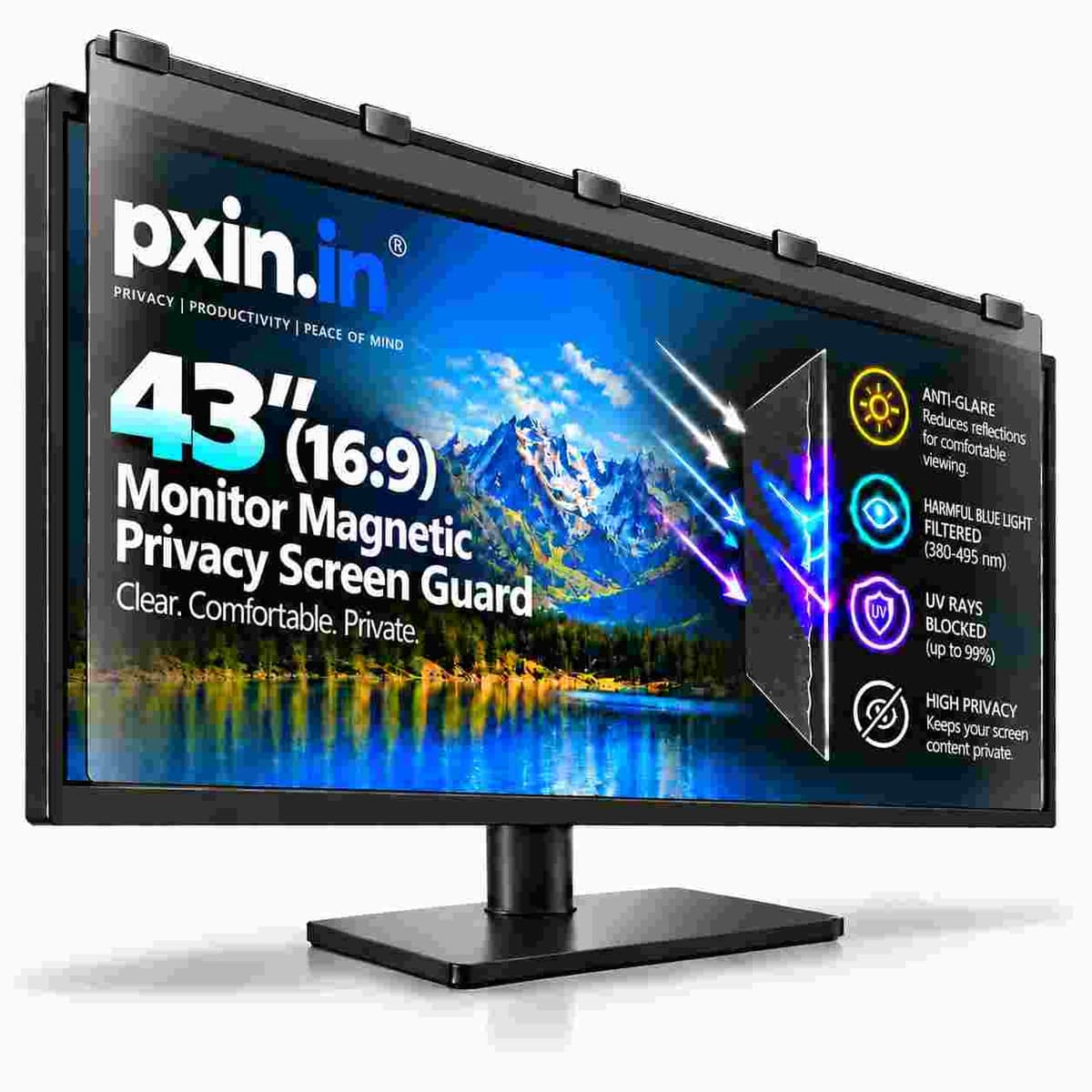 43 Inch (16:9) Monitor Magnetic Privacy (Anti Blue Light & Anti Glare) Screen Guard - Image 1