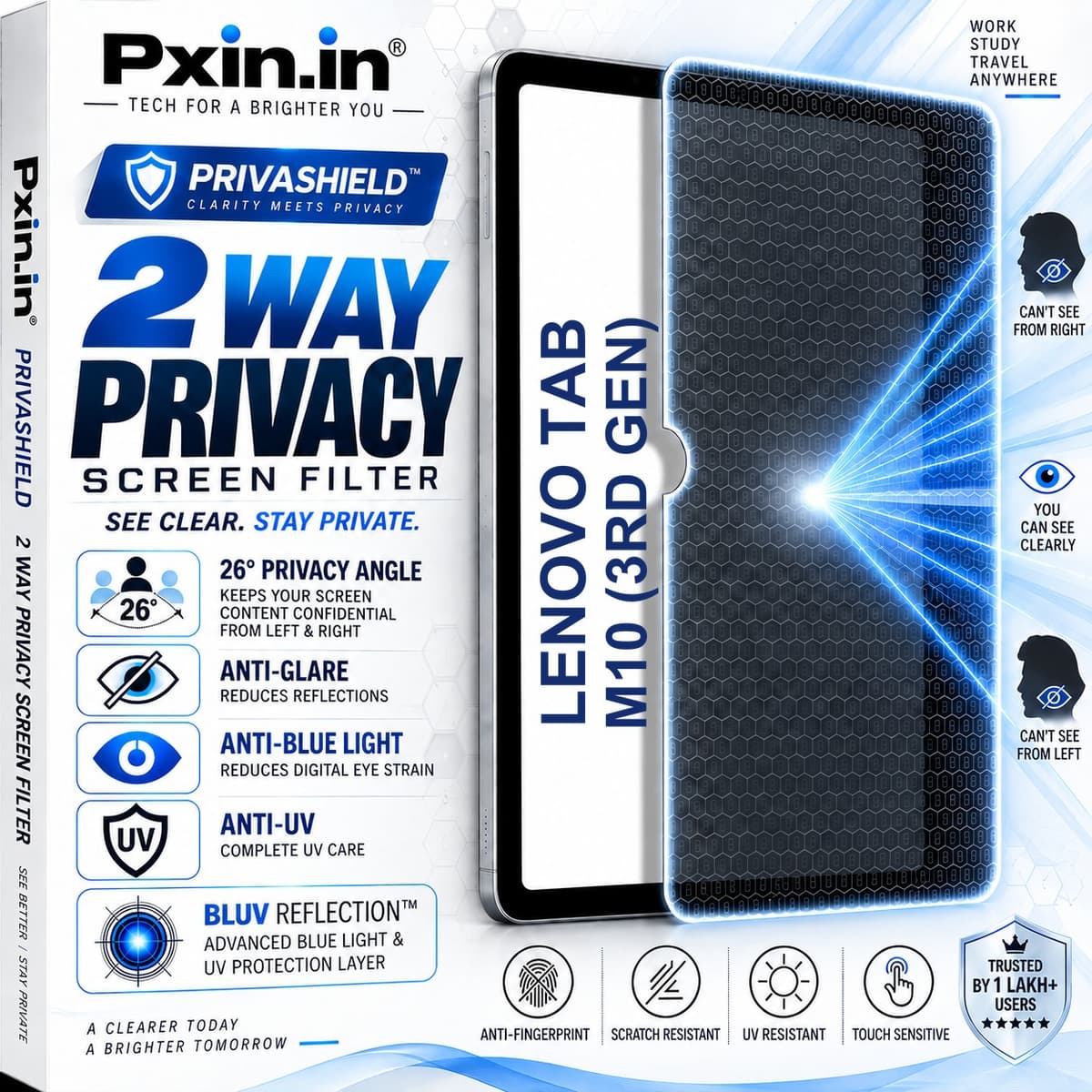 Lenovo Tab M10 (3rd Gen) 2 Way Tablet Privacy Screen Guard (Anti-Blue & Anti-Glare) - Image 1