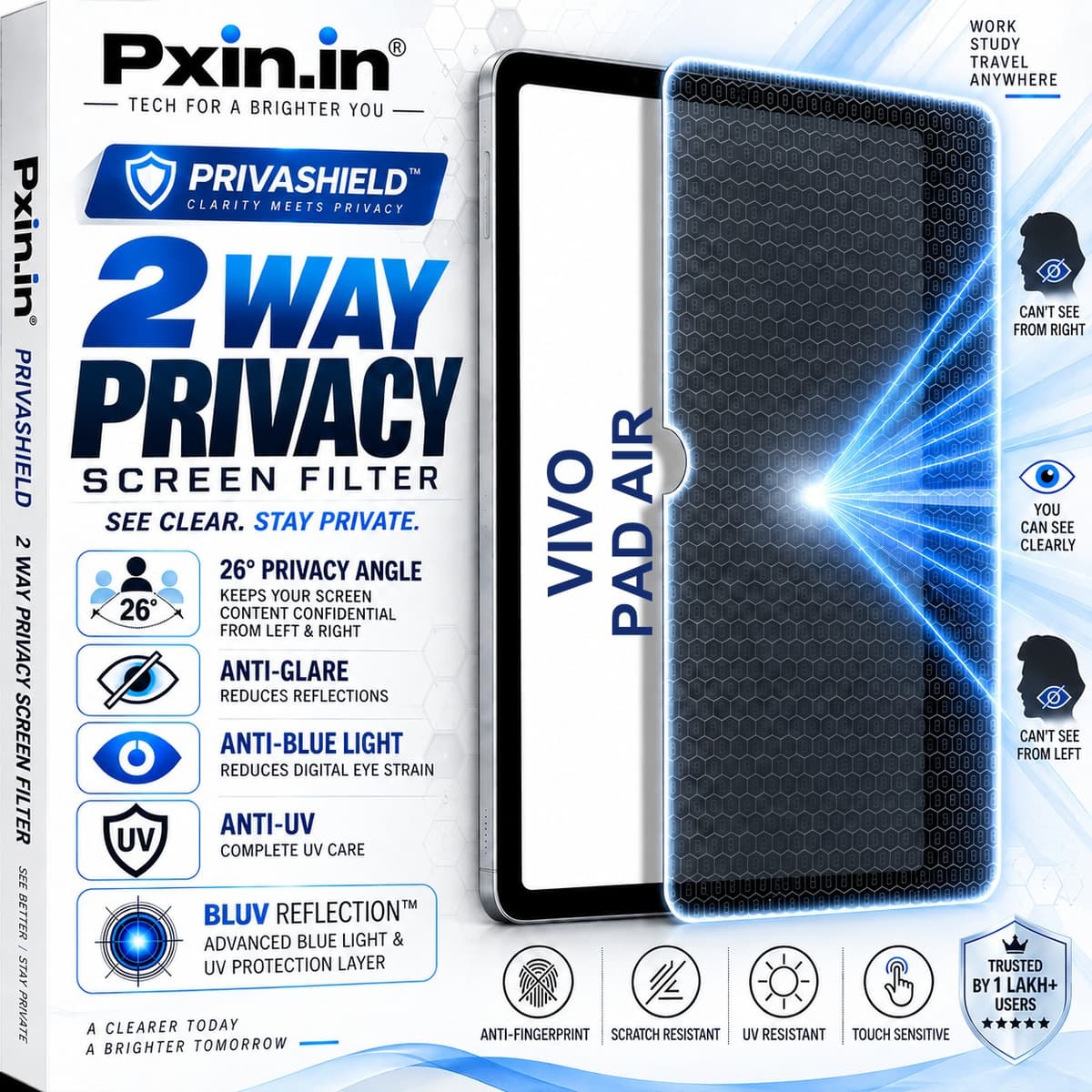 Vivo Pad Air 2 Way Tablet Privacy Screen Guard (Anti-Blue & Anti-Glare) - Image 1