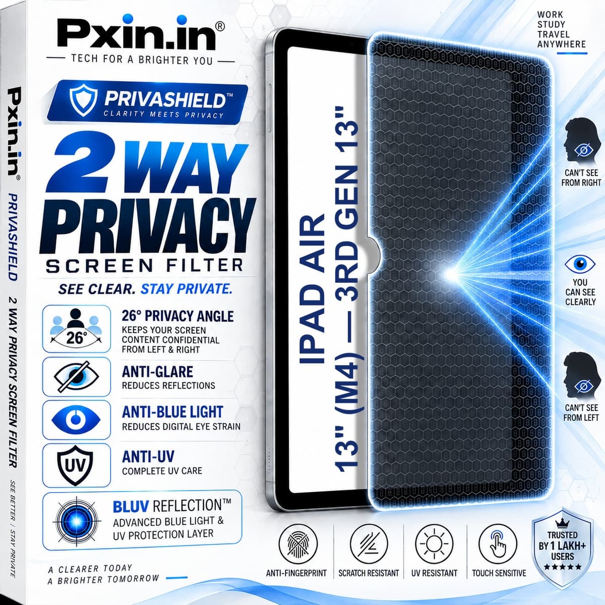 iPad Air 13 Inch (M4) - 3rd Gen 13 Inch 2 Way Tablet Privacy Screen Guard (Anti-Blue & Anti-Glare) - Image 1