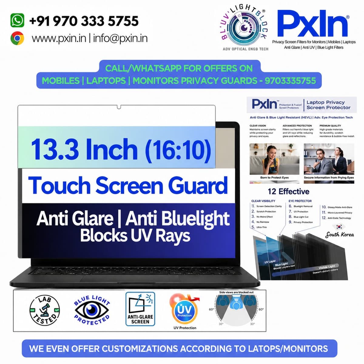 13.3 Inch (1610) Laptop Magnetic Anti Blue Light & Anti Glare Screen Guard