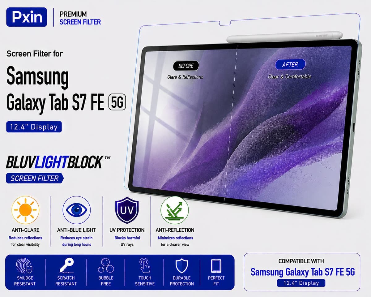 Anti Blue Light & Anti Glare Screen Guard for Galaxy Tab S7 FE 5G - Image 1