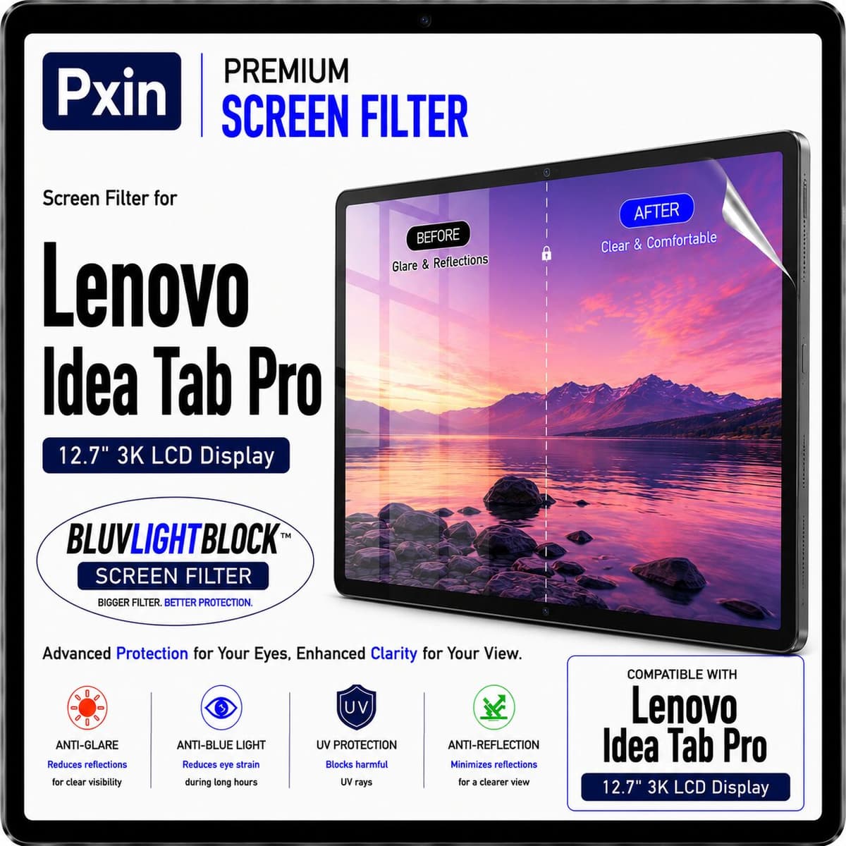 Anti Blue Light & Anti Glare Screen Guard for Lenovo Idea Tab Pro - Image 1