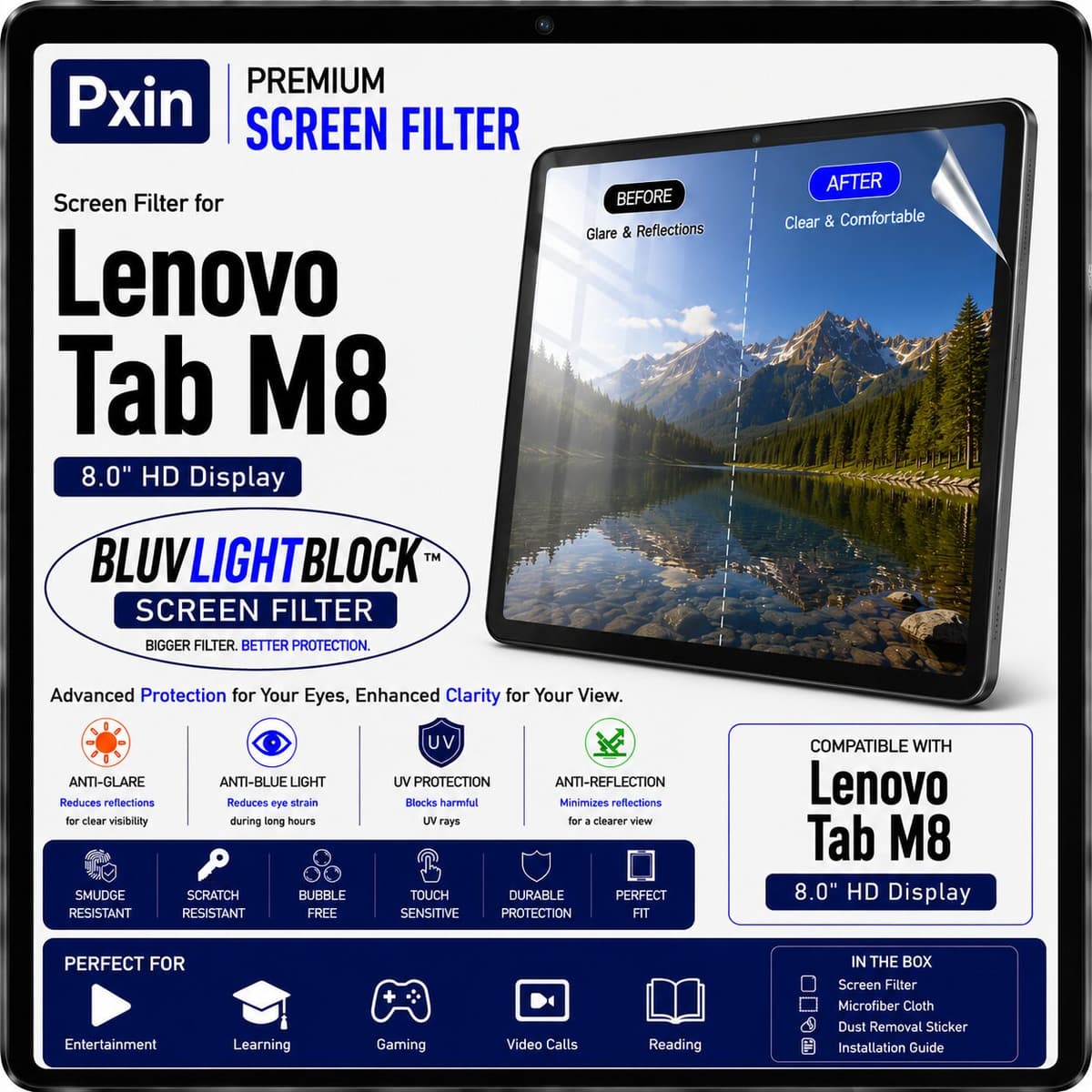 Anti Blue Light & Anti Glare Screen Guard for Lenovo Tab M8 - Image 1