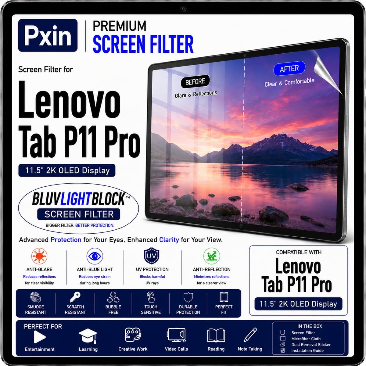 Anti Blue Light & Anti Glare Screen Guard for Lenovo Tab P11 Pro - Image 1