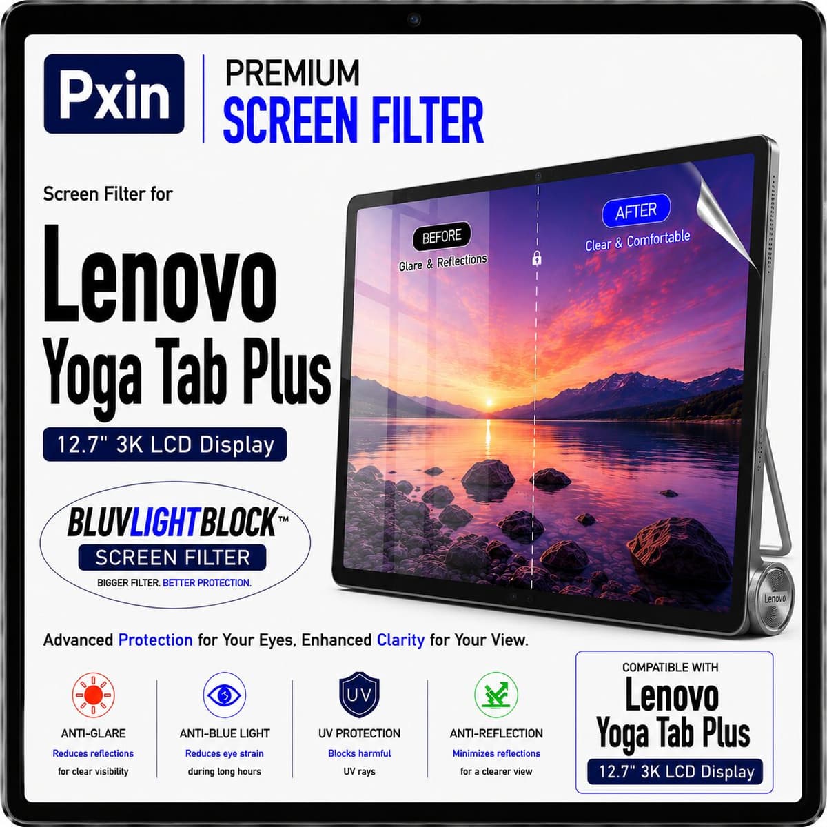 Anti Blue Light & Anti Glare Screen Guard for Lenovo Yoga Tab Plus - Image 1