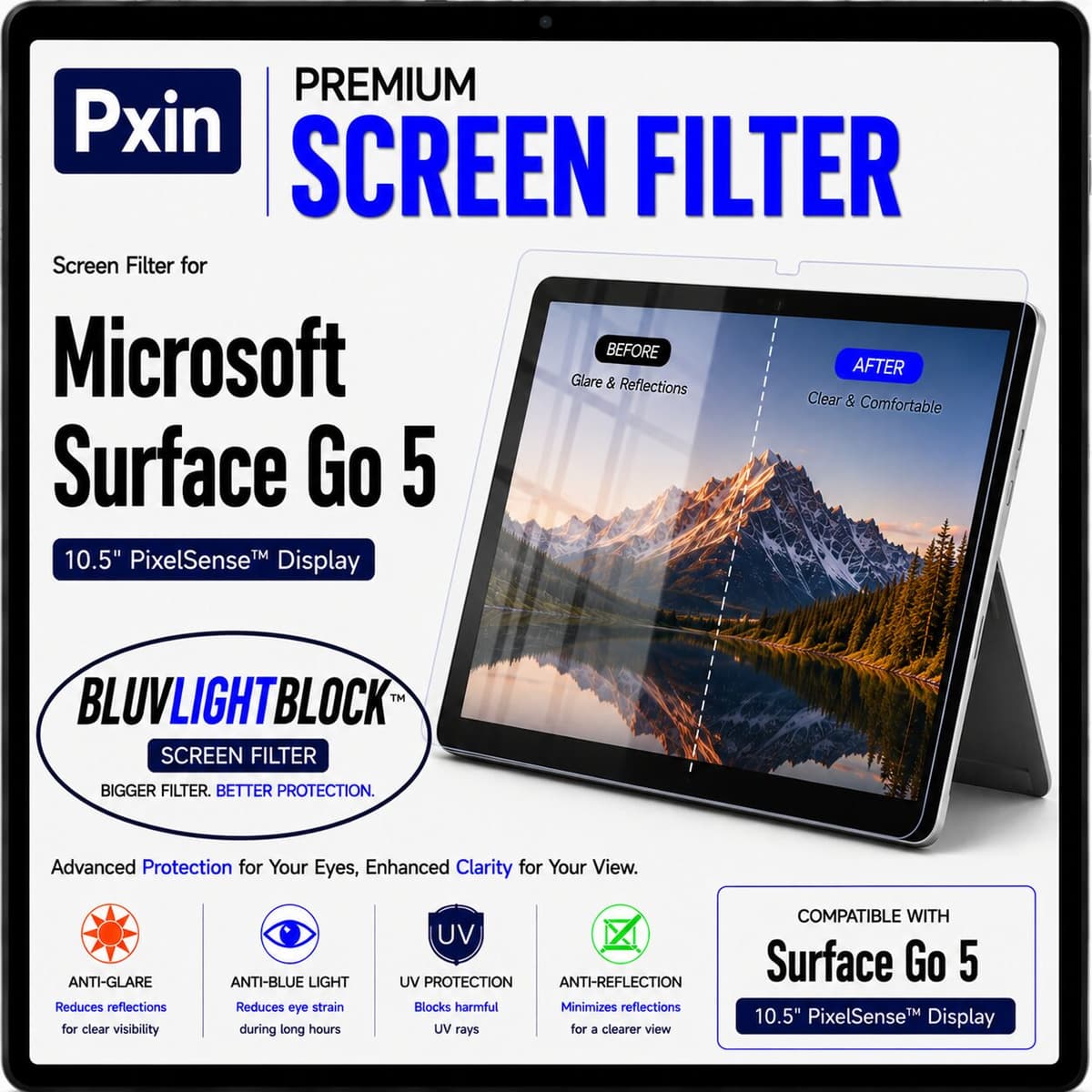 Anti Blue Light & Anti Glare Screen Guard for Microsoft Surface Go 5 - Image 1