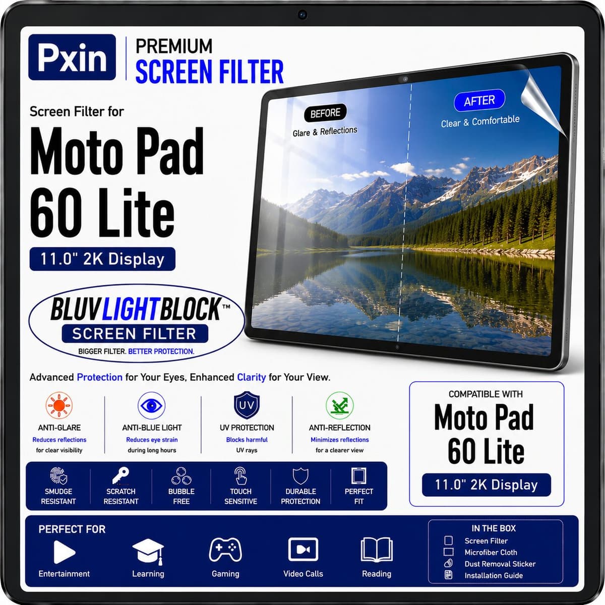 Anti Blue Light & Anti Glare Screen Guard for Moto Pad 60 Lite - Image 1