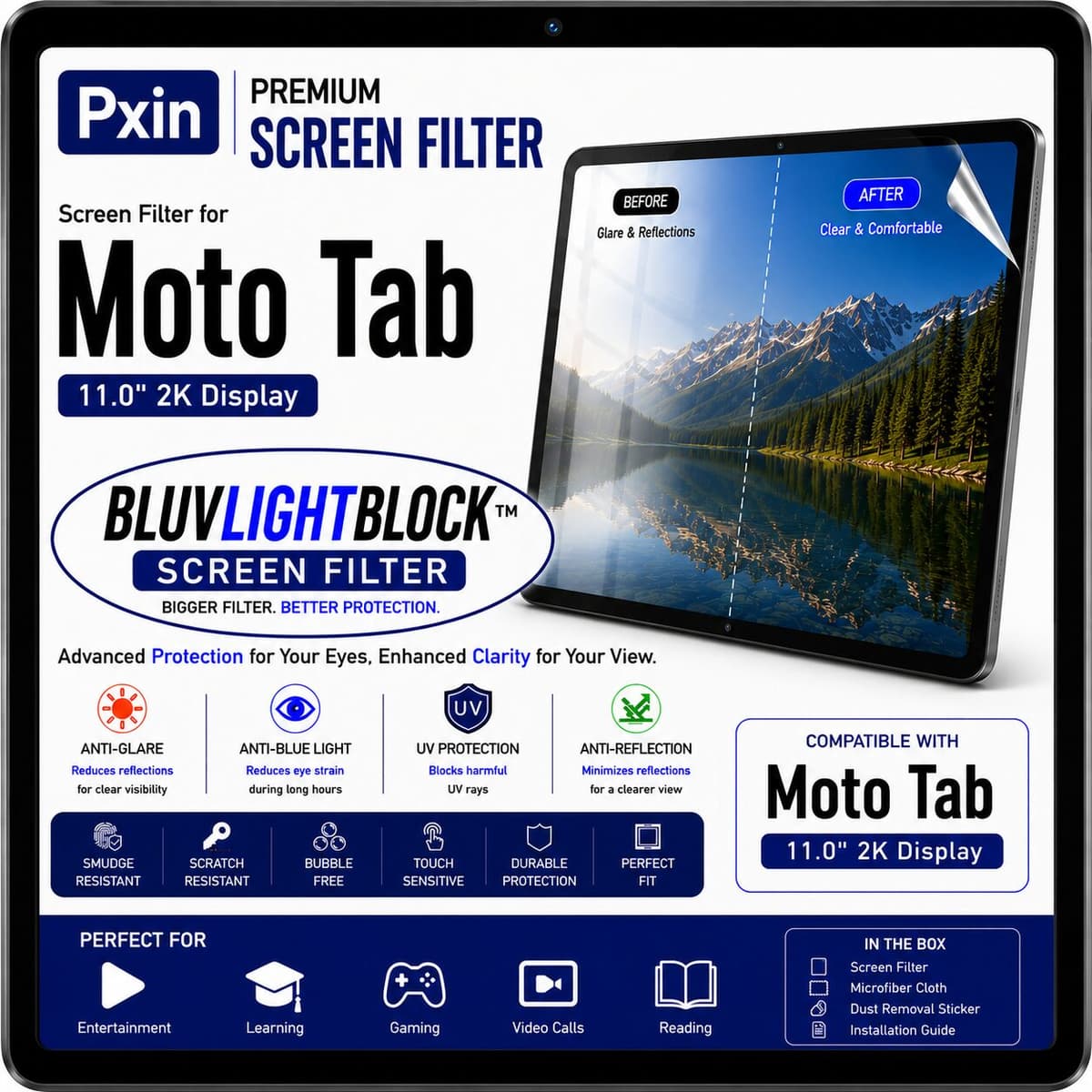 Anti Blue Light & Anti Glare Screen Guard for Moto Tab - Image 1