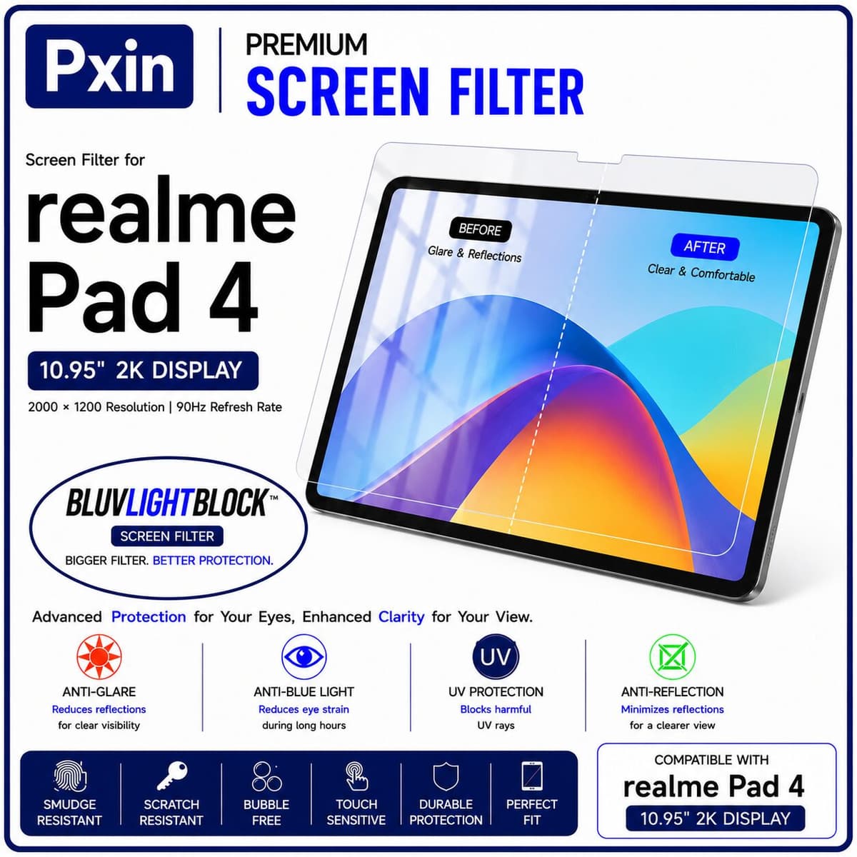 Anti Blue Light & Anti Glare Screen Guard for Realme Pad 4 - Image 1