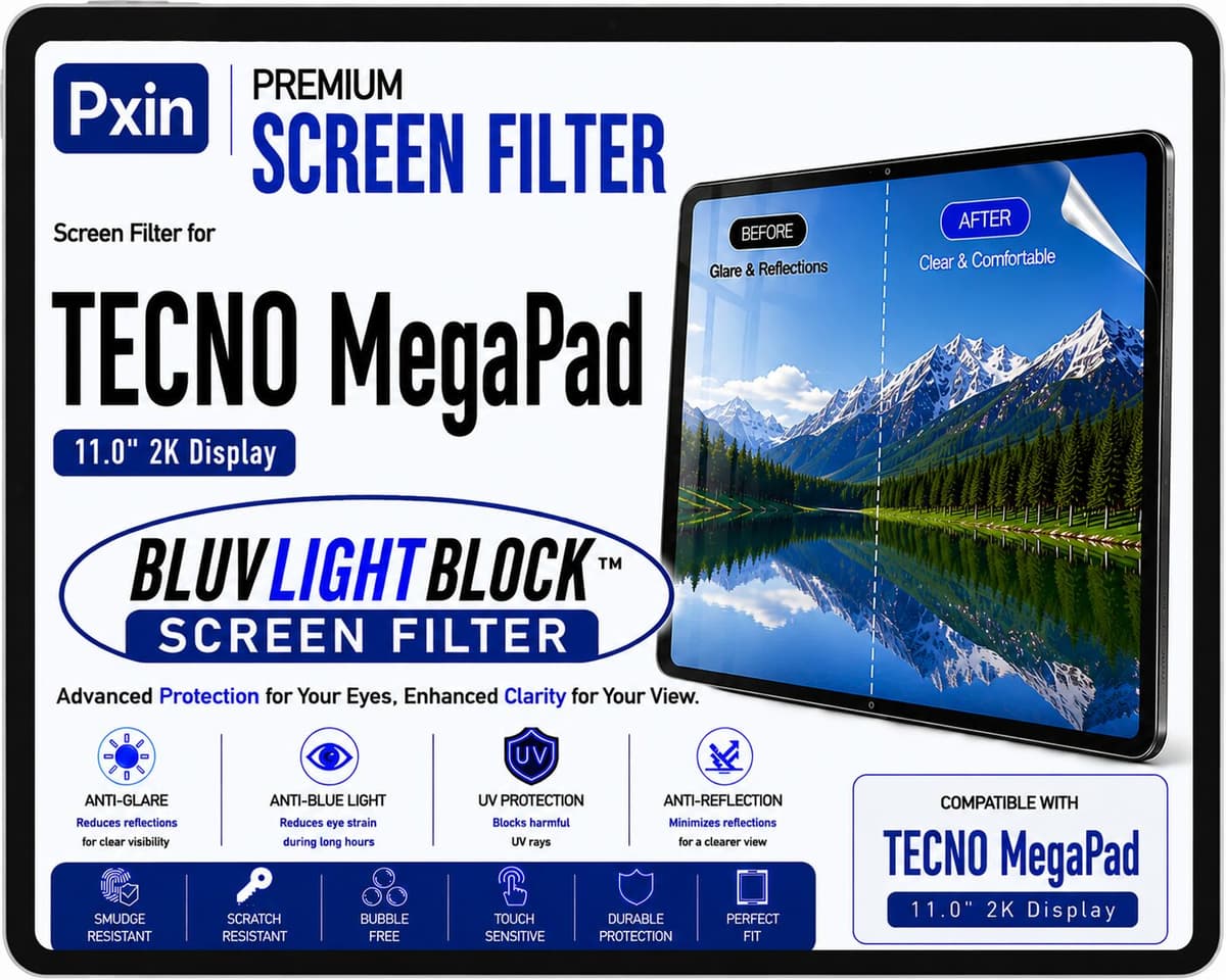 Anti Blue Light & Anti Glare Screen Guard for Tecno MegaPad - Image 1