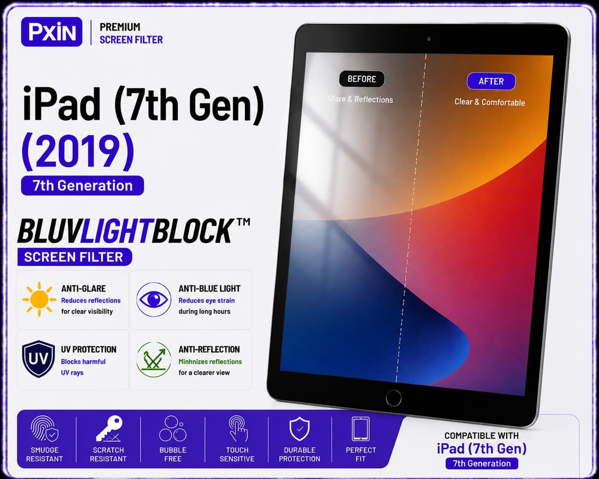 Anti Blue Light & Anti Glare Screen Guard for iPad (7th Gen) - Image 1