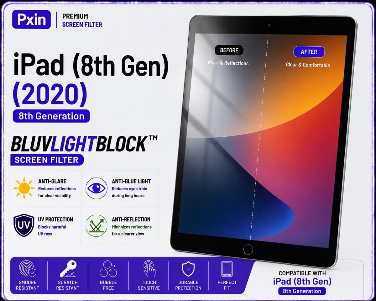 Anti Blue Light & Anti Glare Screen Guard for iPad (8th Gen) - Image 1