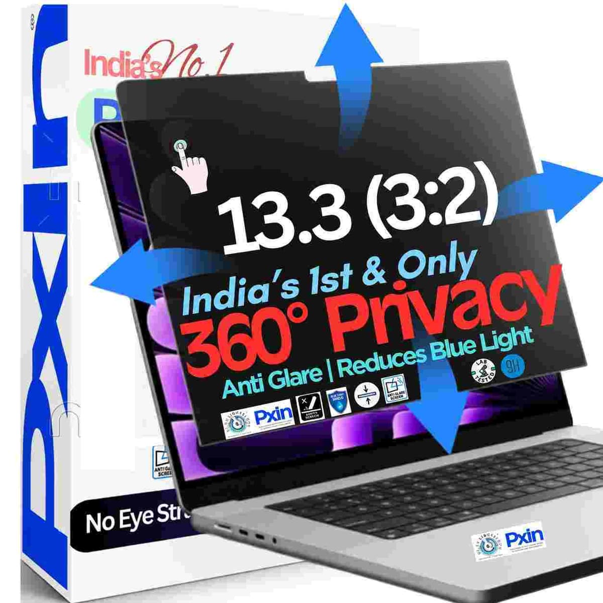 13.3 inch (3:2) Touch Laptop 360° Privacy (Anti Blue Light & Anti Glare) Screen Guard - Image 1
