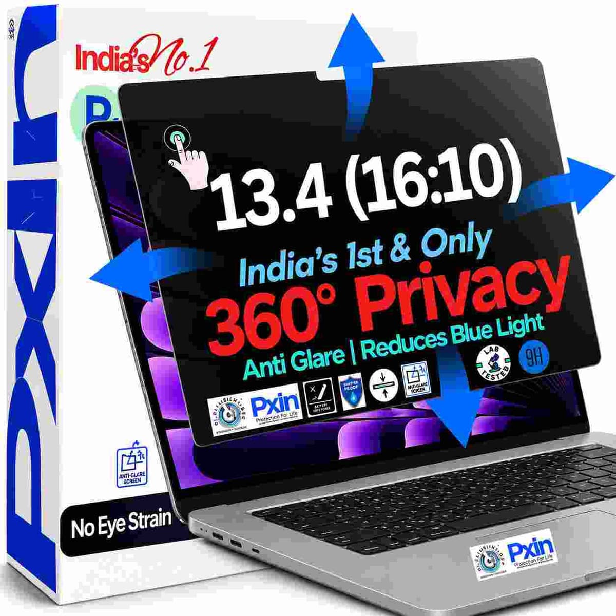 13.4 inch (16:10) Touch Laptop 360° Privacy (Anti Blue Light & Anti Glare) Screen Guard - Image 1