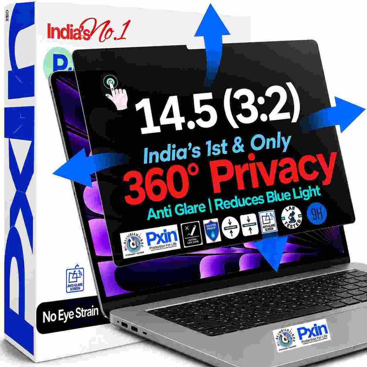 14.5 inch (3:2) Touch Laptop 360° Privacy (Anti Blue Light & Anti Glare) Screen Guard - Image 1