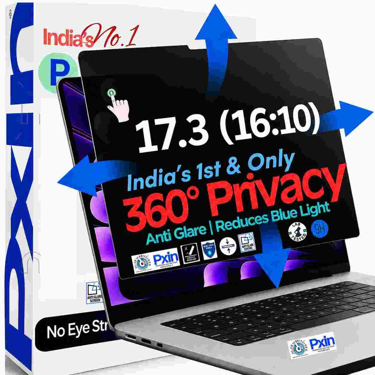 17.3 inch (16:10) Touch Laptop 360° Privacy (Anti Blue Light & Anti Glare) Screen Guard - Image 1