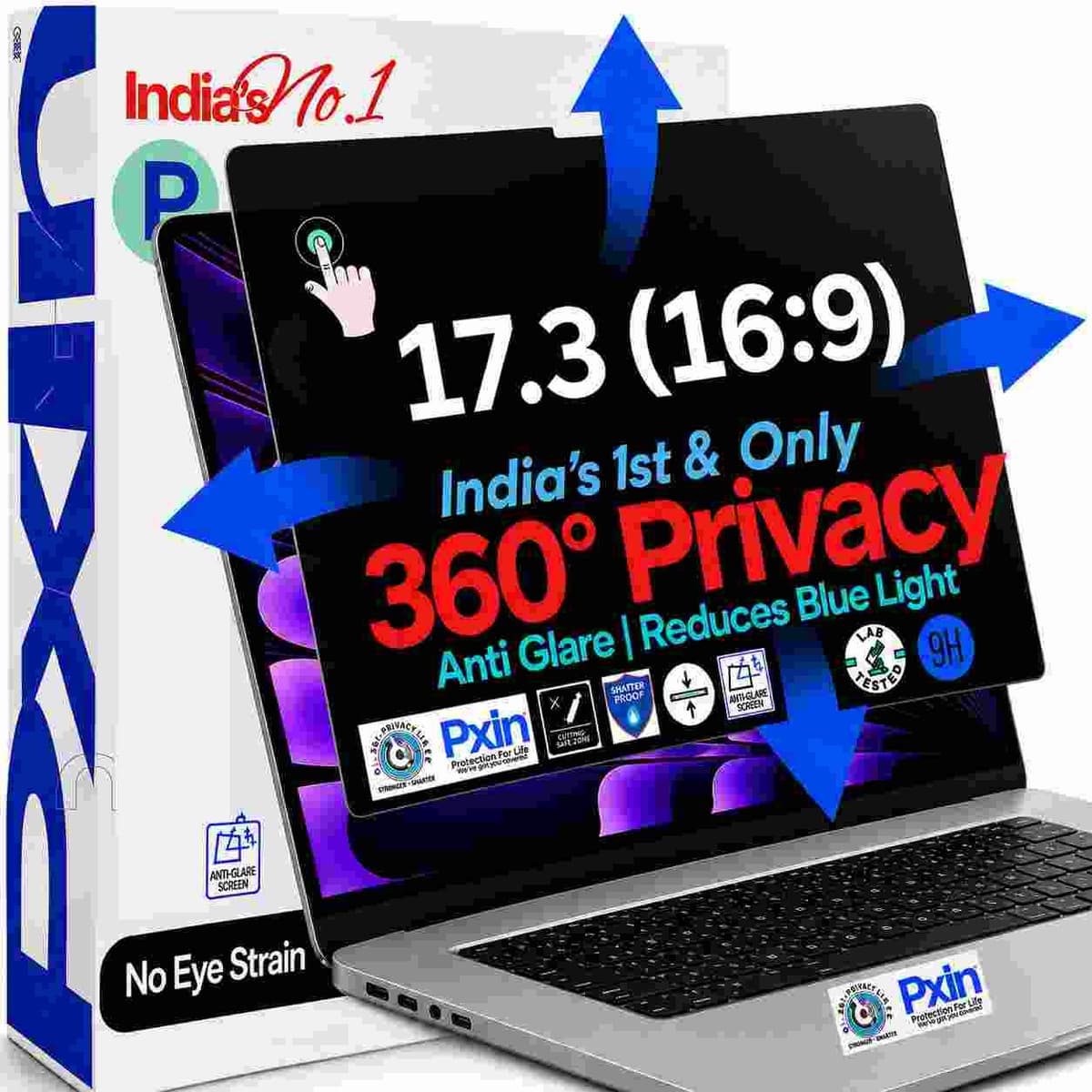 17.3 inch (16:9) Touch Laptop 360° Privacy (Anti Blue Light & Anti Glare) Screen Guard - Image 1
