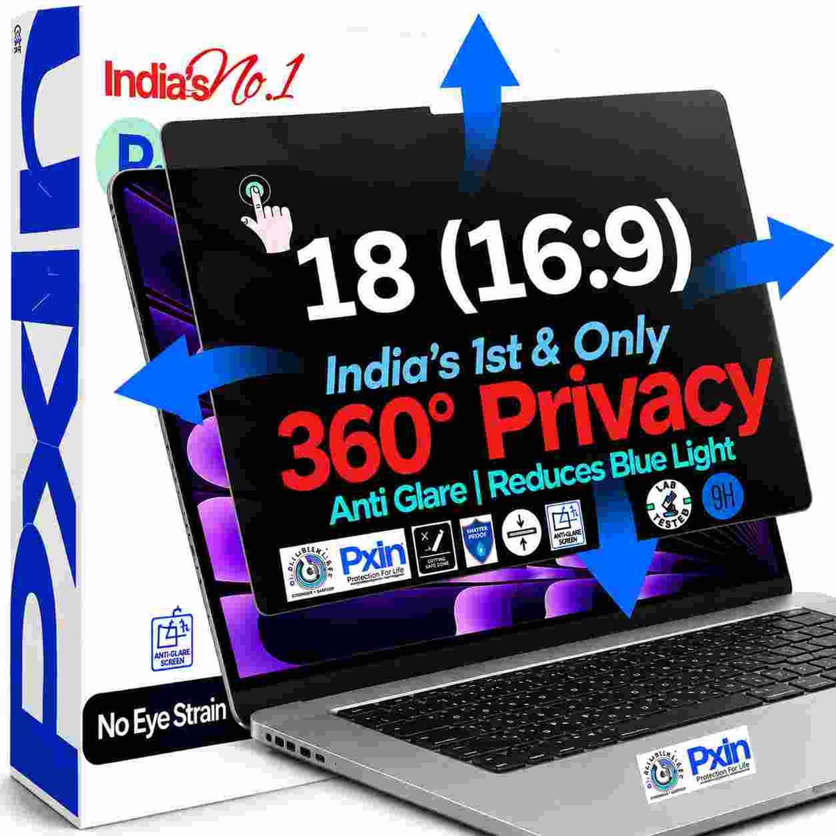 18 inch (16:9) Touch Laptop 360° Privacy (Anti Blue Light & Anti Glare) Screen Guard - Image 1