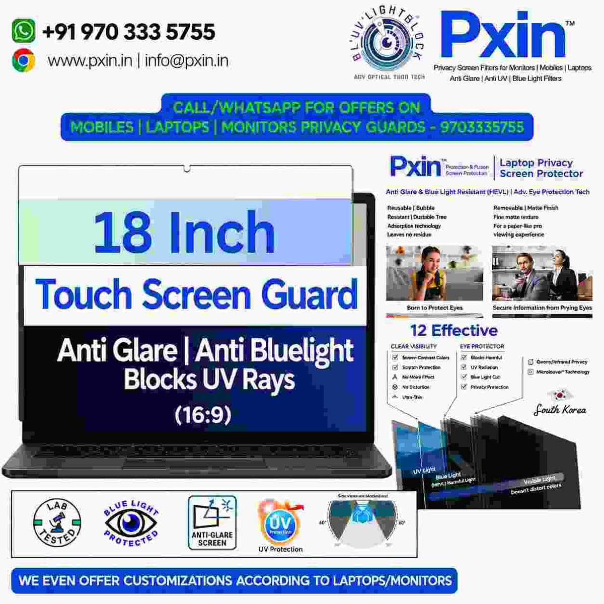 18 inch (16:9) Touch Laptop Anti Blue Light & Anti Glare Screen Guard - Image 1