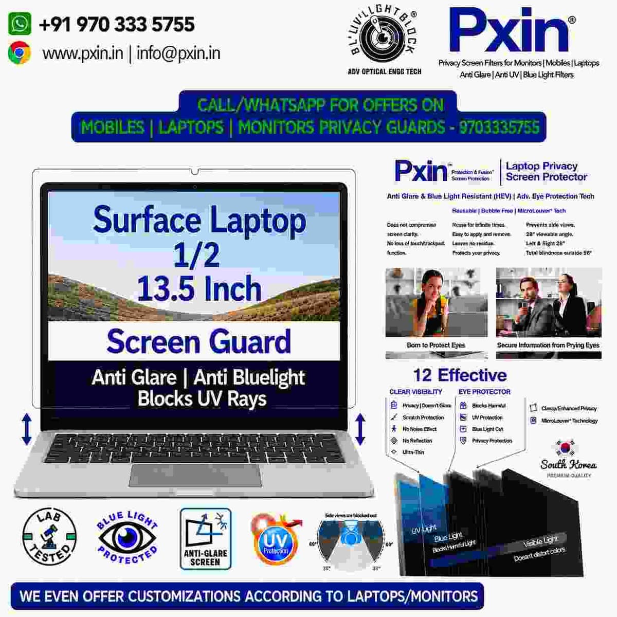 Surface 1/2 13.5 inch Anti Blue Light & Anti Glare Screen Guard - Image 1
