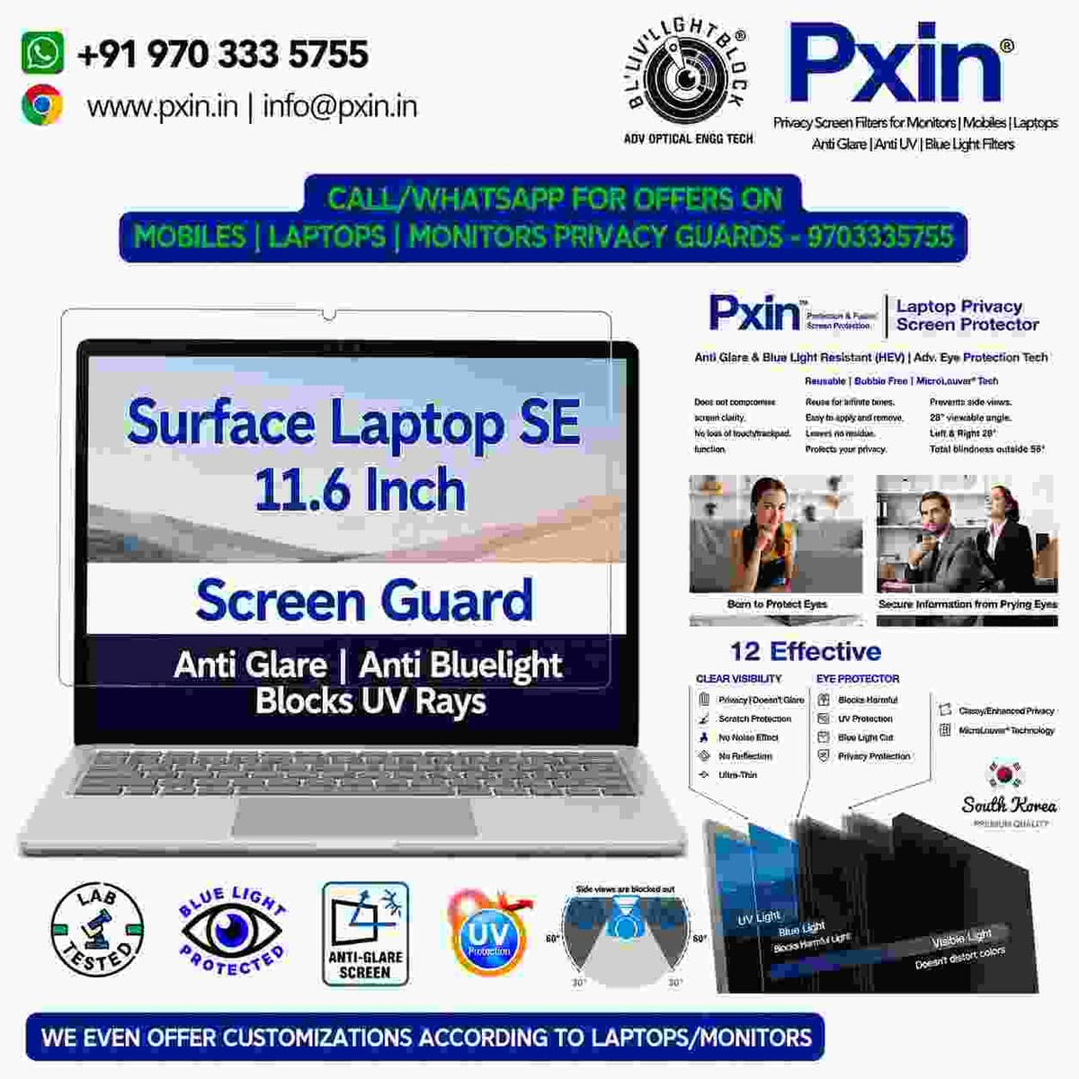 Surface Laptop SE 11.6 inch Anti Blue Light & Anti Glare Screen Guard - Image 1