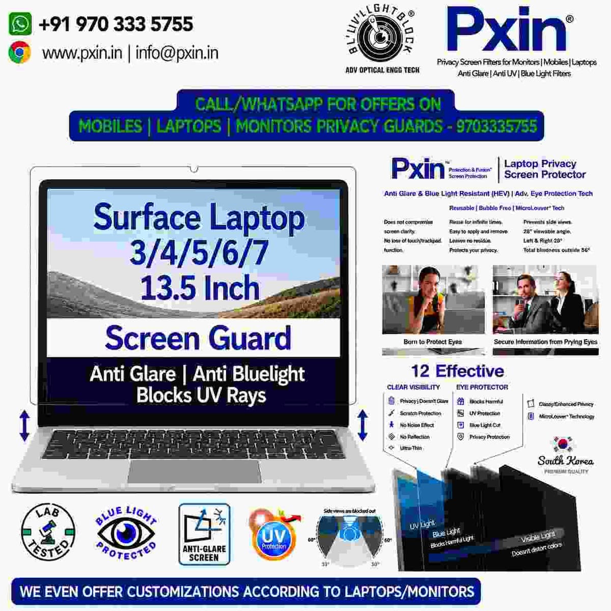 Surface 3/4/5/6 13.5 inch Anti Blue Light & Anti Glare Screen Guard - Image 1