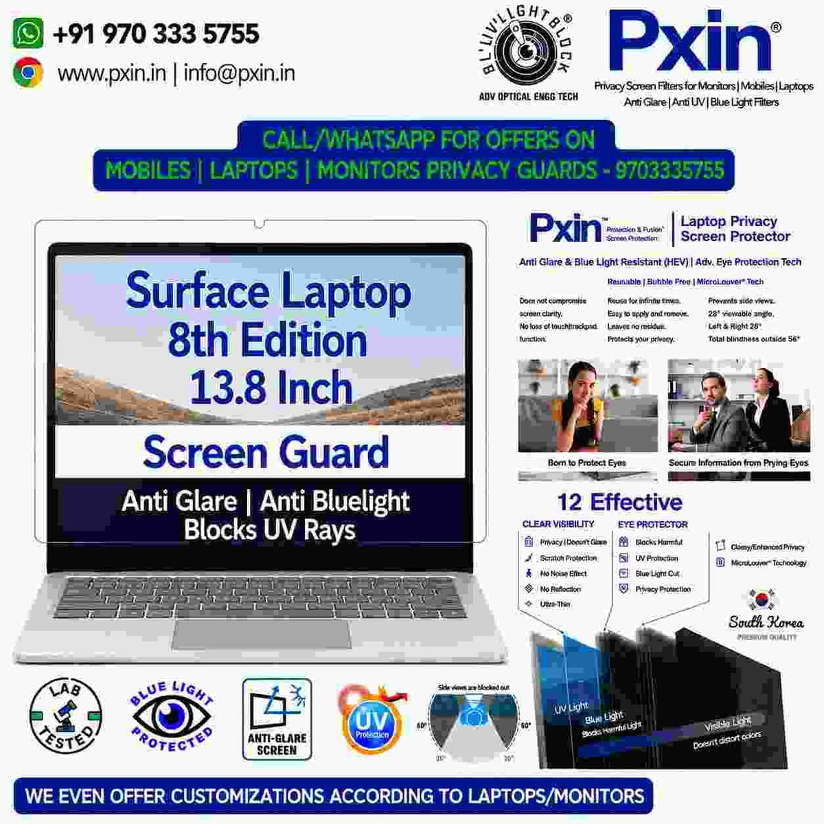 Surface 8th Edition 13.8 inch Anti Blue Light & Anti Glare Screen Guard - Image 1