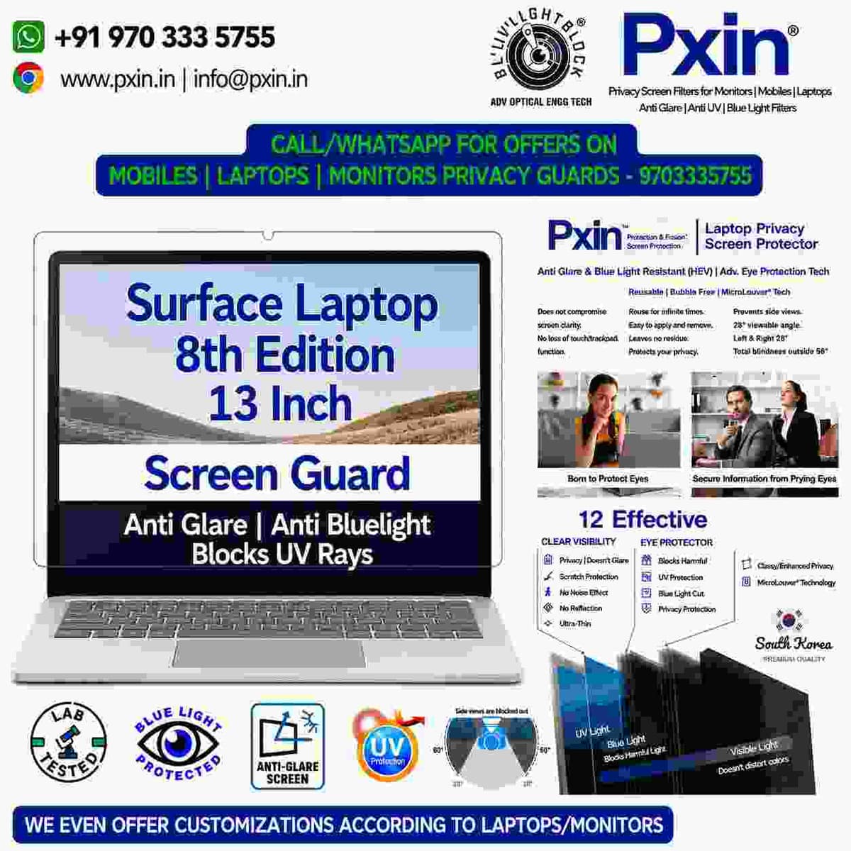 Surface 8th Edition 13 inch Anti Blue Light & Anti Glare Screen Guard - Image 1