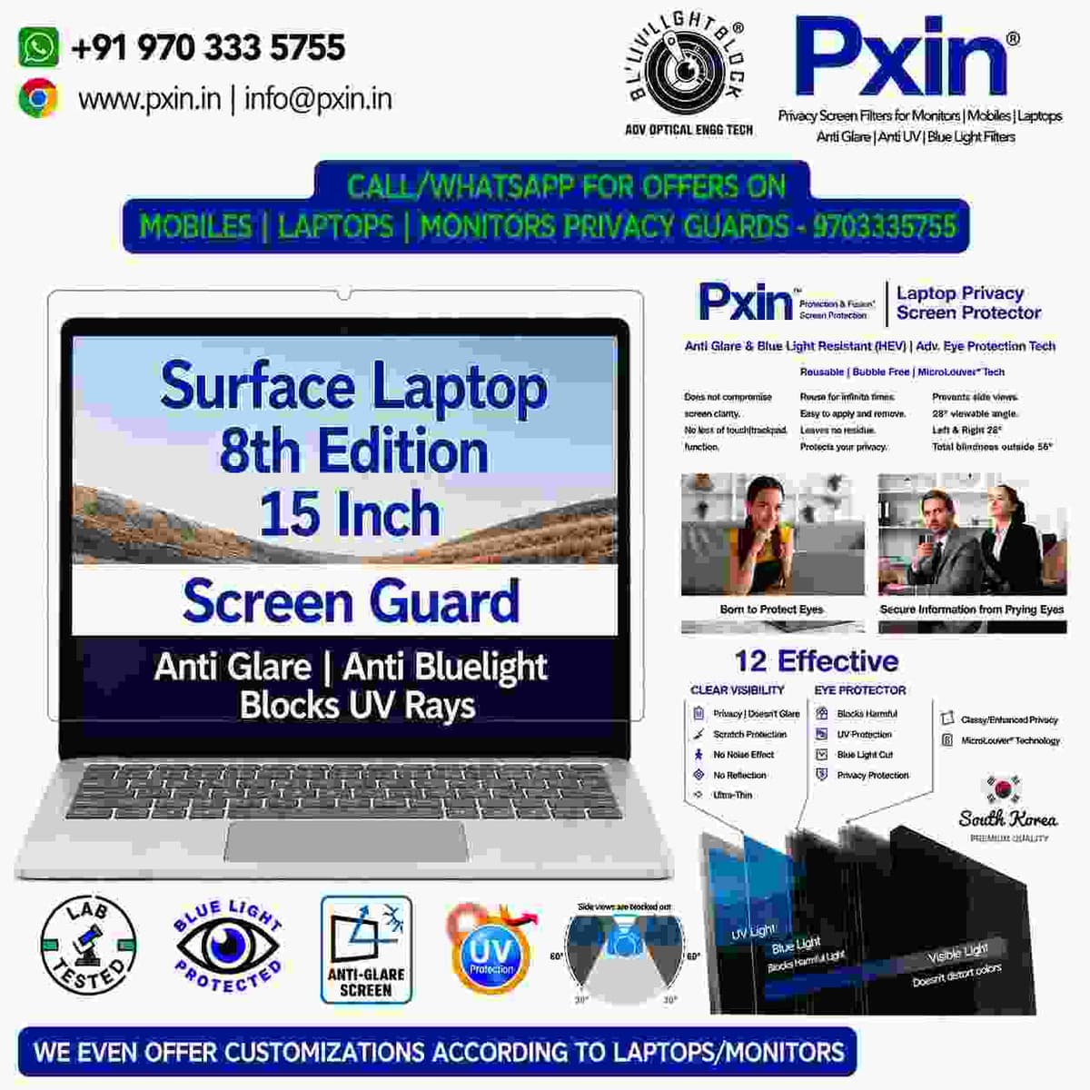 Surface 8th Edition 15 inch Anti Blue Light & Anti Glare Screen Guard - Image 1