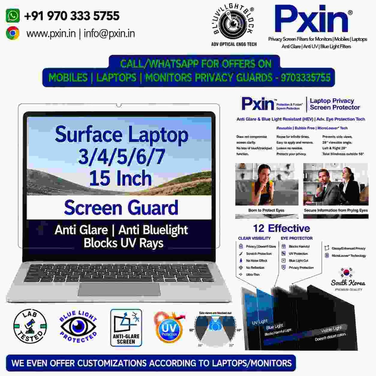 Surface 3/4/5/6/7 15 inch Anti Blue Light & Anti Glare Screen Guard - Image 1