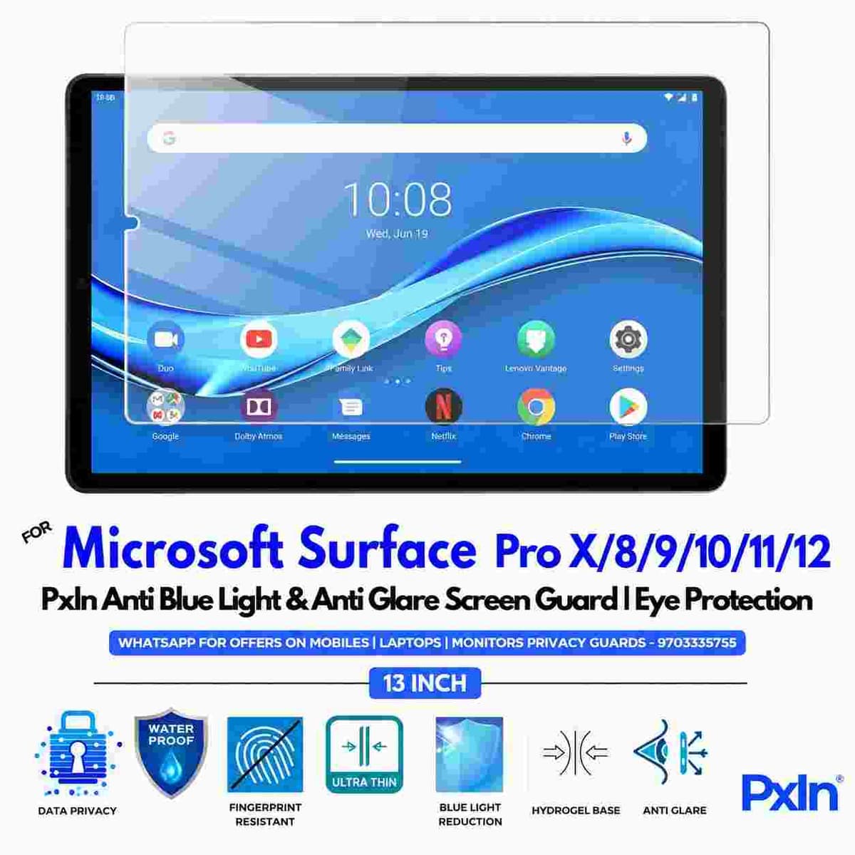 Surface Pro X/8/9/10/11/12 13 inch Anti Blue Light & Anti Glare Screen Guard - Image 1