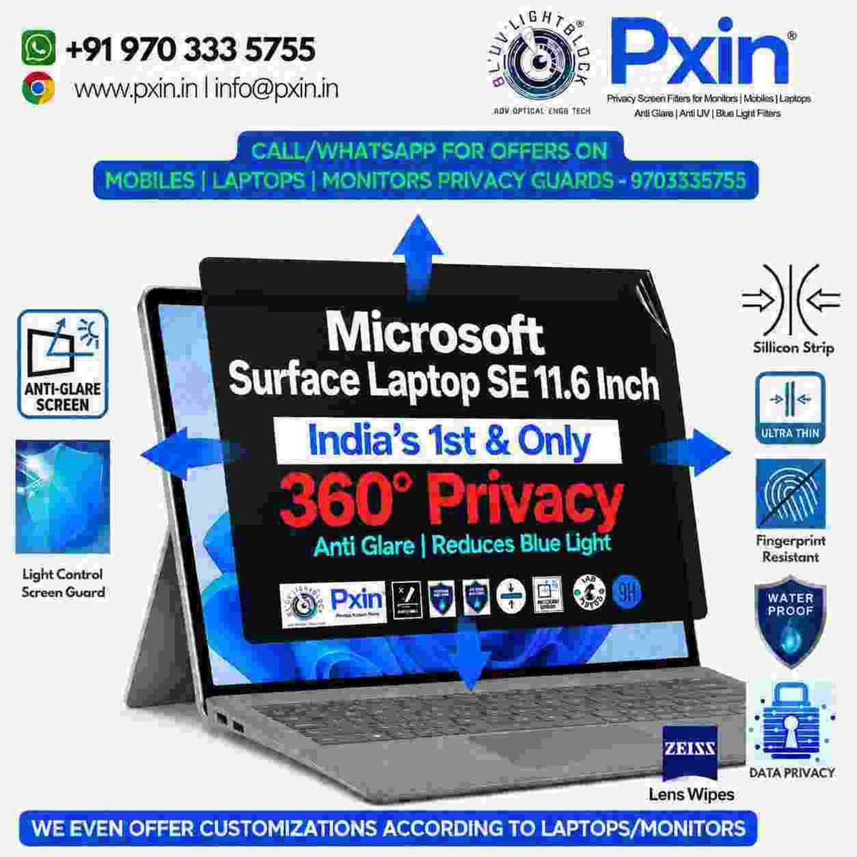 Surface Laptop SE 11.6 Inch 360° Privacy (Anti Blue Light & Anti Glare) Screen Guard - Image 1
