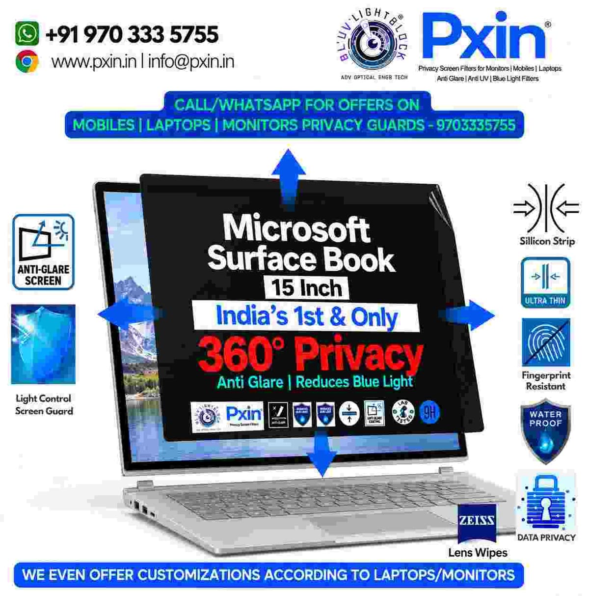 Privacy Screen Guard (Anti-Blue & Anti-Glare) for Surface Book (15) - Image 1
