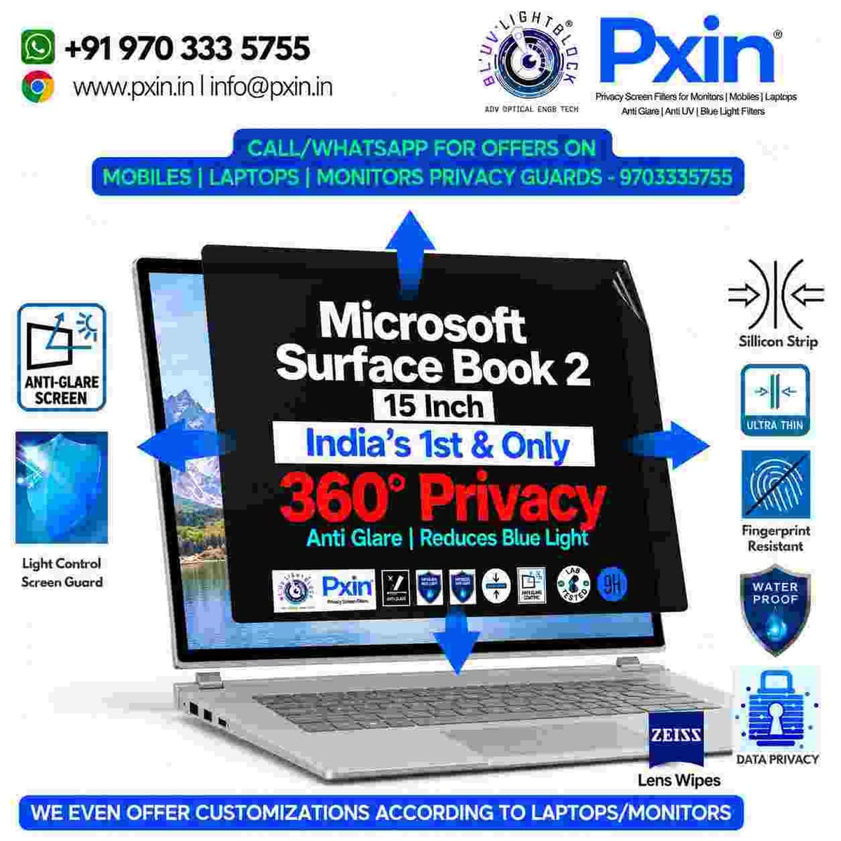 Privacy Screen Guard (Anti-Blue & Anti-Glare) for Surface Book 2 (15) - Image 1