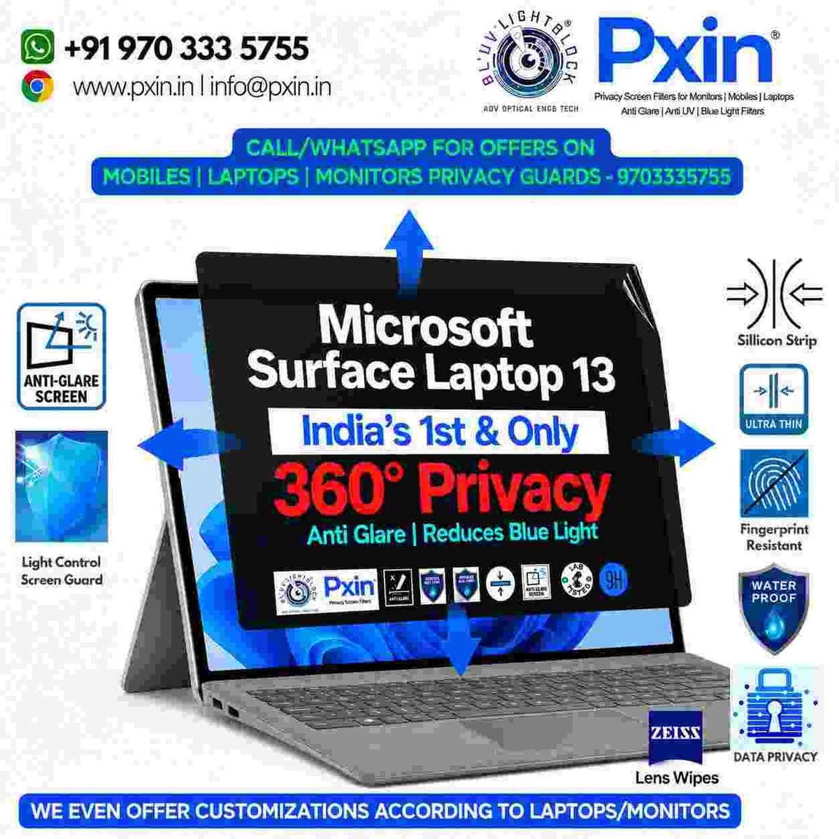 Privacy Screen Guard (Anti-Blue & Anti-Glare) for Surface Laptop 13 - Image 1