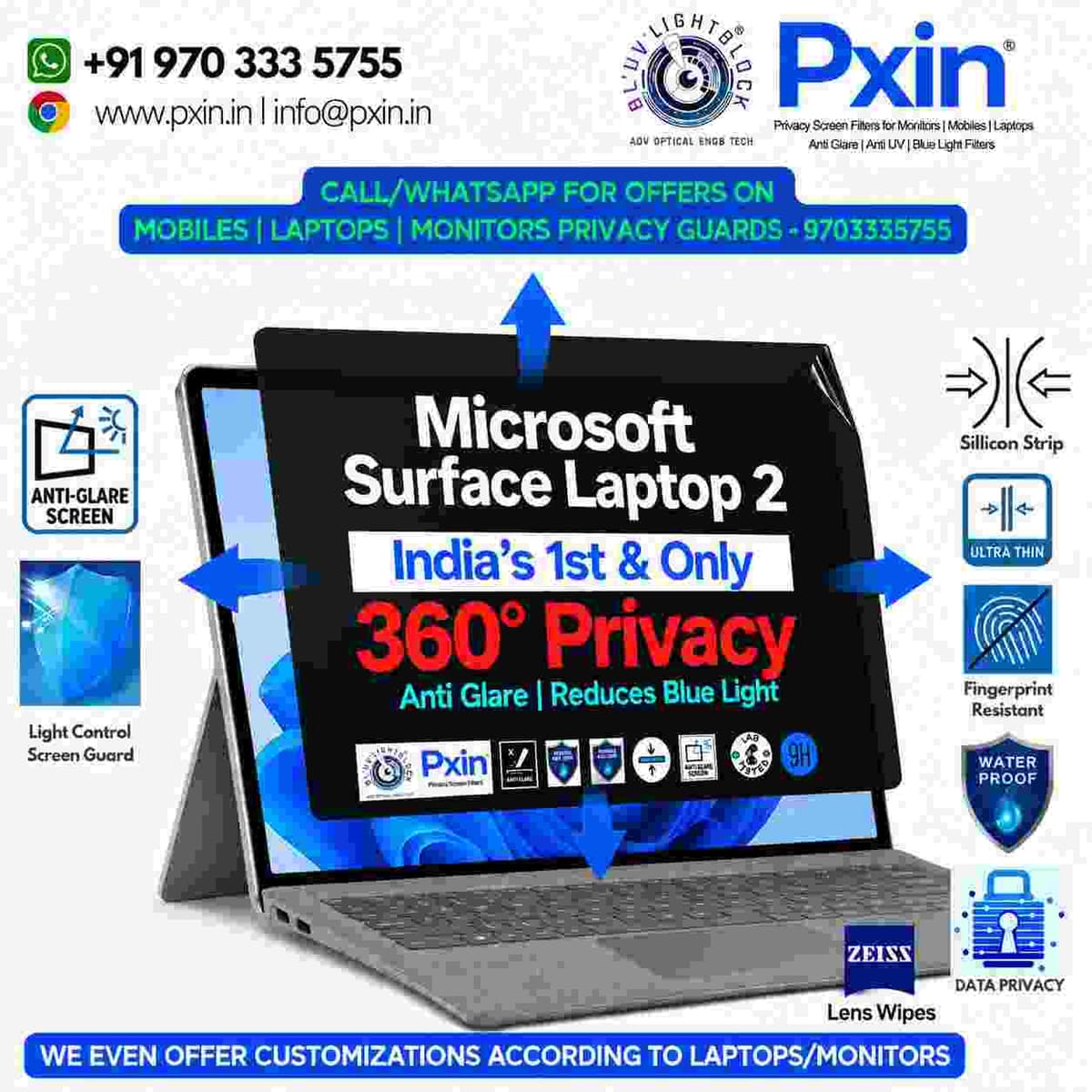 Privacy Screen Guard (Anti-Blue & Anti-Glare) for Surface Laptop 2 - Image 1